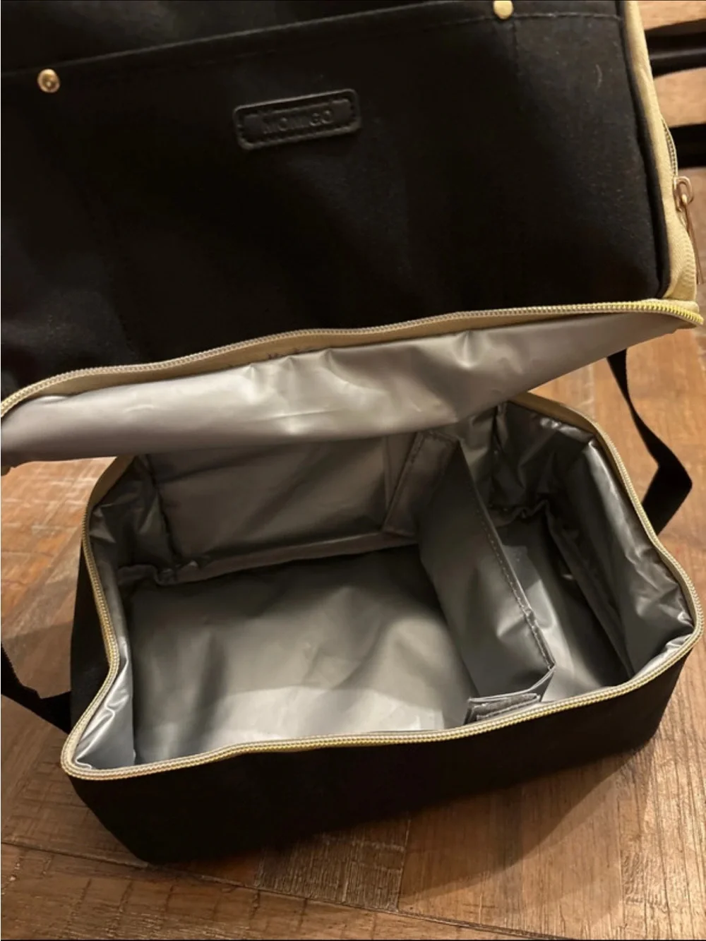 Black Crossbody Lunch Bag with Cream Trim